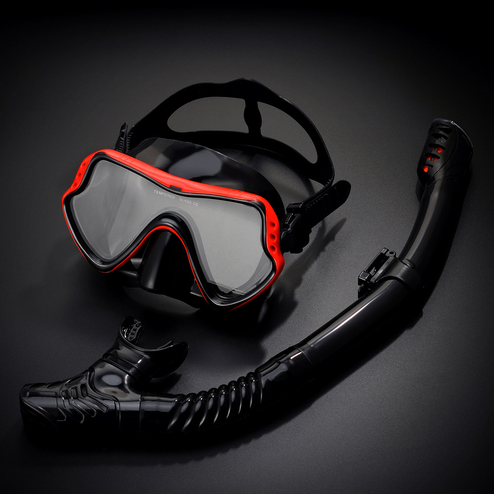 and Snorkel Set Men&#039;s and Women&#039;s New Adult Large Frame Silicone Face Mirror Swimming Snorkeling Mask Diving Glasses