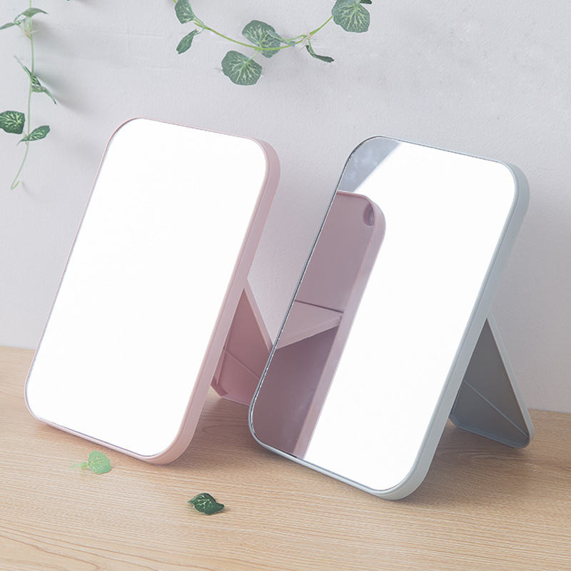 Large HD Makeup Mirror Desktop Simple Cosmetic Mirror Square Princess Mirror Foldable and Portable Cosmetic Mirror