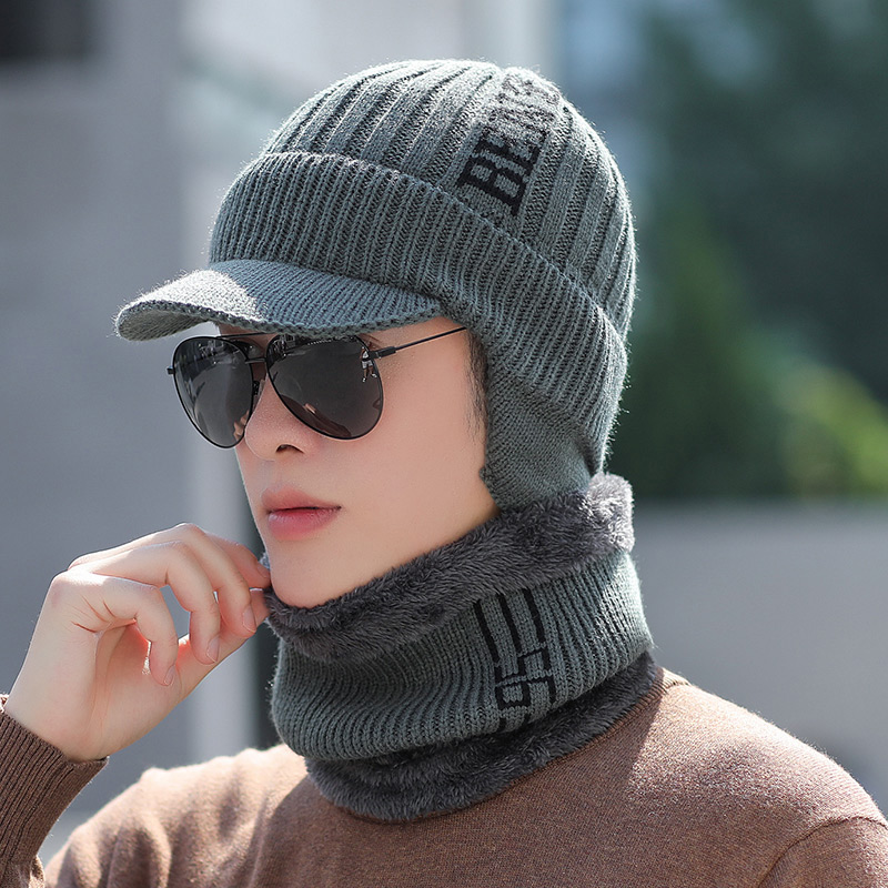 Hat Men&#039;s Winter Woolen Cap Middle-Aged and Elderly Autumn and Winter Korean Style Fashionable Fleece-Lined Thickened Winter Warm Ear Protection Knitted Hat