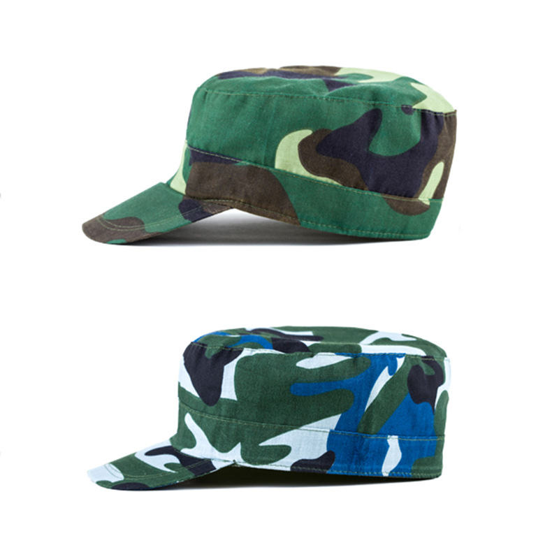 Student Military Training Cap Green Blue Peaked Cap Training Hat Large, Medium and Small Outdoor Student Training Peaked Cap