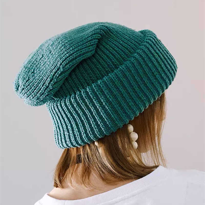 Autumn and Winter Female Korean Ins Versatile Pile Heap Cap Thickened Warm Knitted Hat Japanese Leisure Fashion Woolen Hat