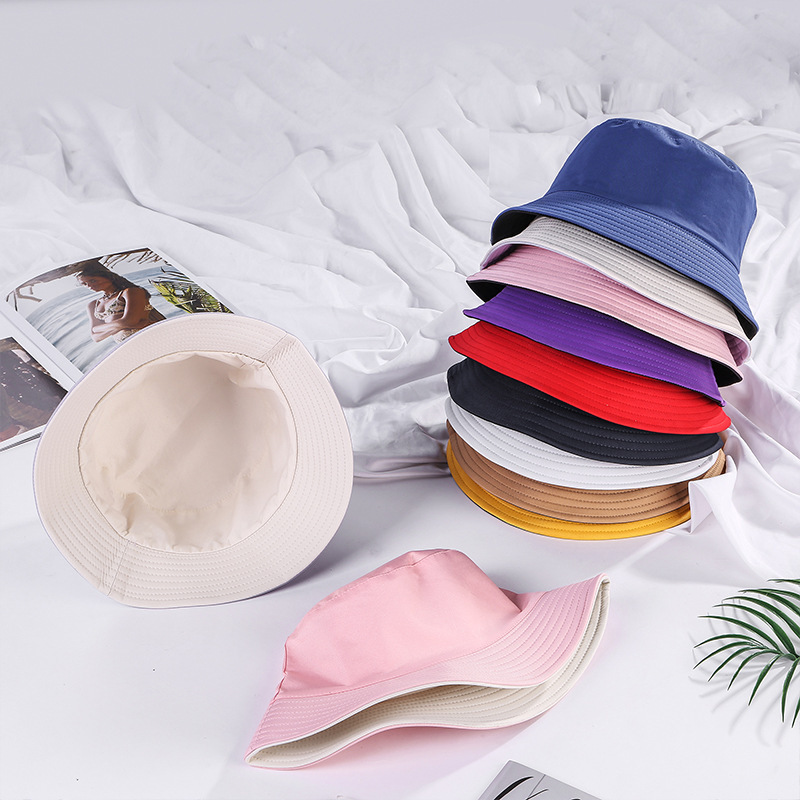 Korean Style Internet Celebrity Double-Sided Solid Color Big Brim Fisherman Hat Women&#039;s Summer Leisure cap