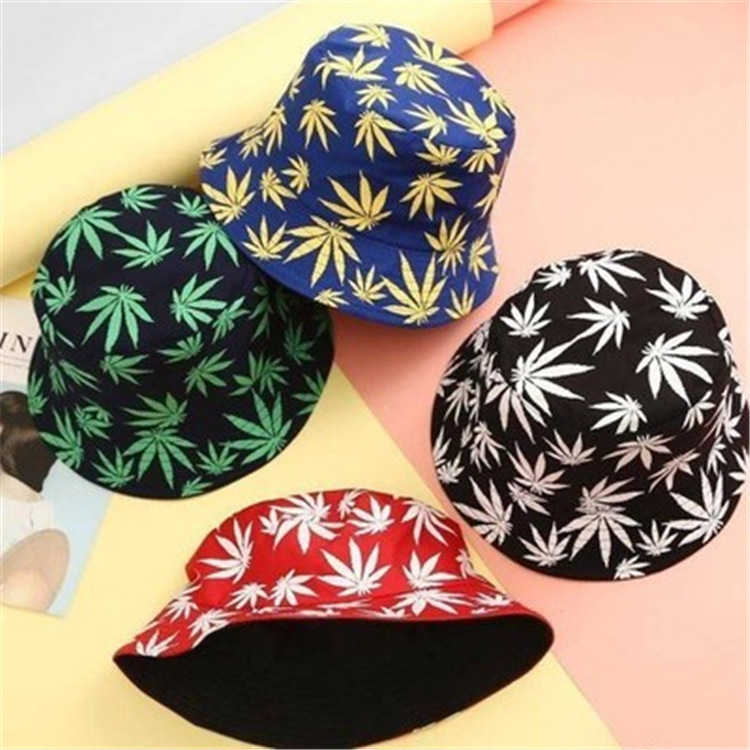 Maple Leaf Printed Fisherman Hat Men&#039;s Short Brim Leisure Artistic Bucket Hat Female Ins Harajuku Leisure cap