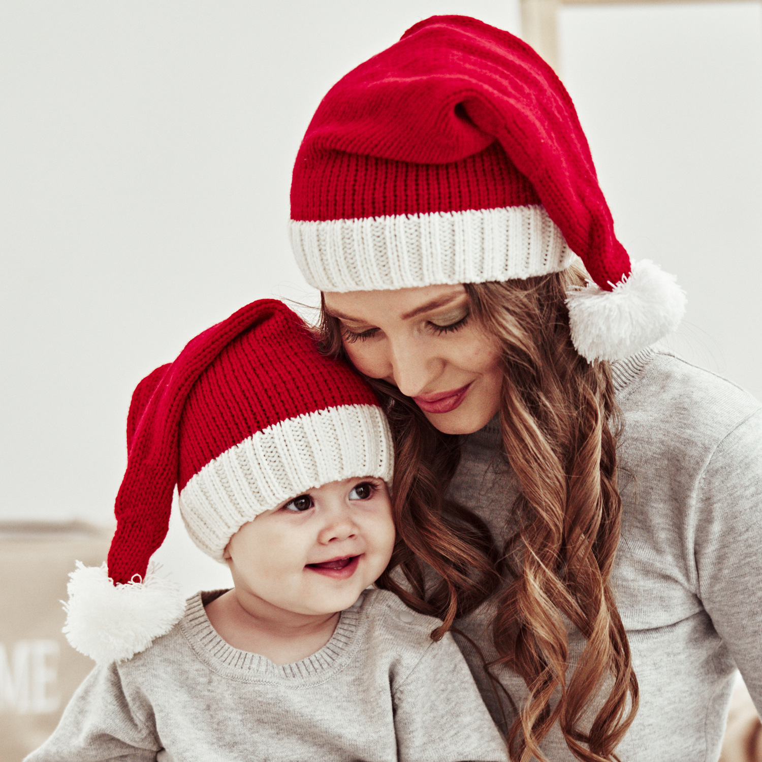 European and American Autumn and Winter New Parent-Child Wool Christmas Hat Single Ball Parent-child cap