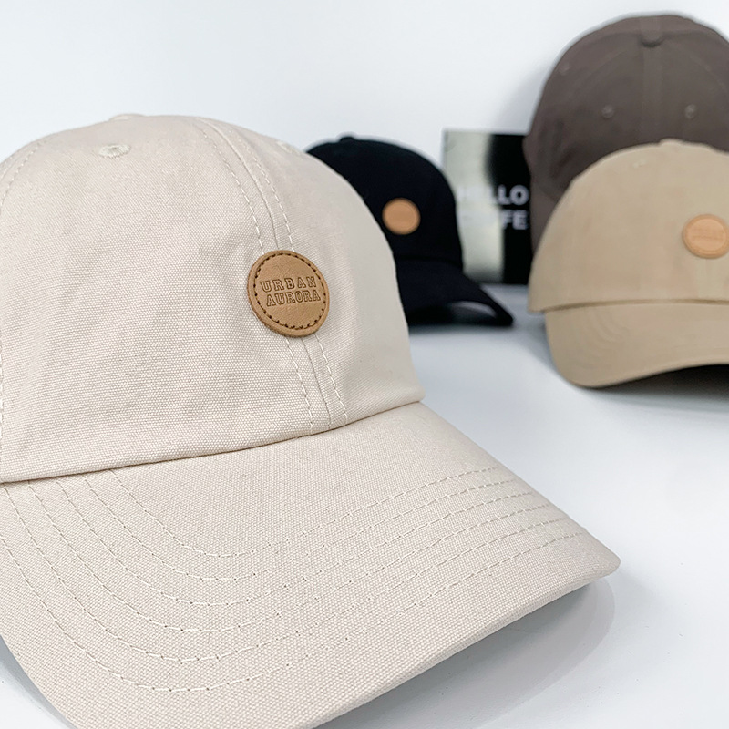 Japanese Style Small Leather Tag Baseball Cap Simple Fashion Casual Men&#039;s and Women&#039;s Hats Korean Parent-child cap