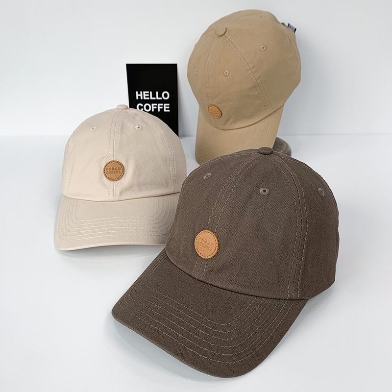 Japanese Style Small Leather Tag Baseball Cap Simple Fashion Casual Men&#039;s and Women&#039;s Hats Korean Parent-child cap