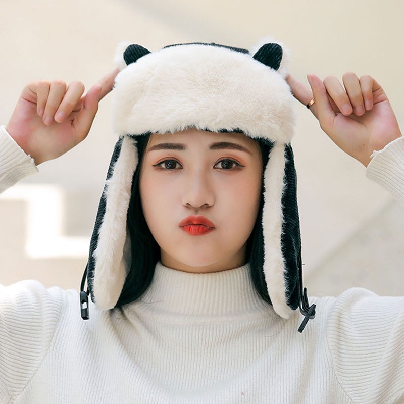 Parent-child cap Fleece-Lined Thick Warm Student Cycling Cute Windproof Earflaps Ushanka Parent-Child Dh8653