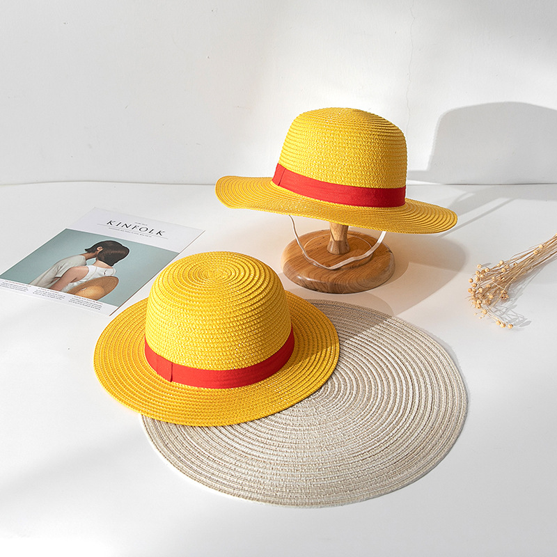  Luffy Straw Hat Cospaly Anime Dress up Straw Parent-Child Hat Sun Protection Hat Performance Cap Manufacturer Straw hat