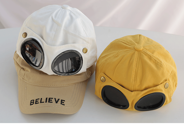 Children&#039;s Pilot Hat Eye Sunglasses Peaked Cap Spring and Autumn Parent-Child Hat Male Father-Son Trendy Girl Hip Hop Baseball Cap