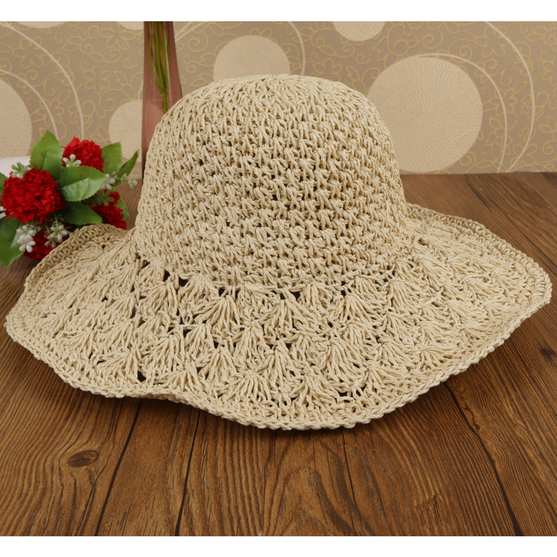 Sun hat lady foldable summer Sun hat with big curling brim straw hat Sun protection beach hat