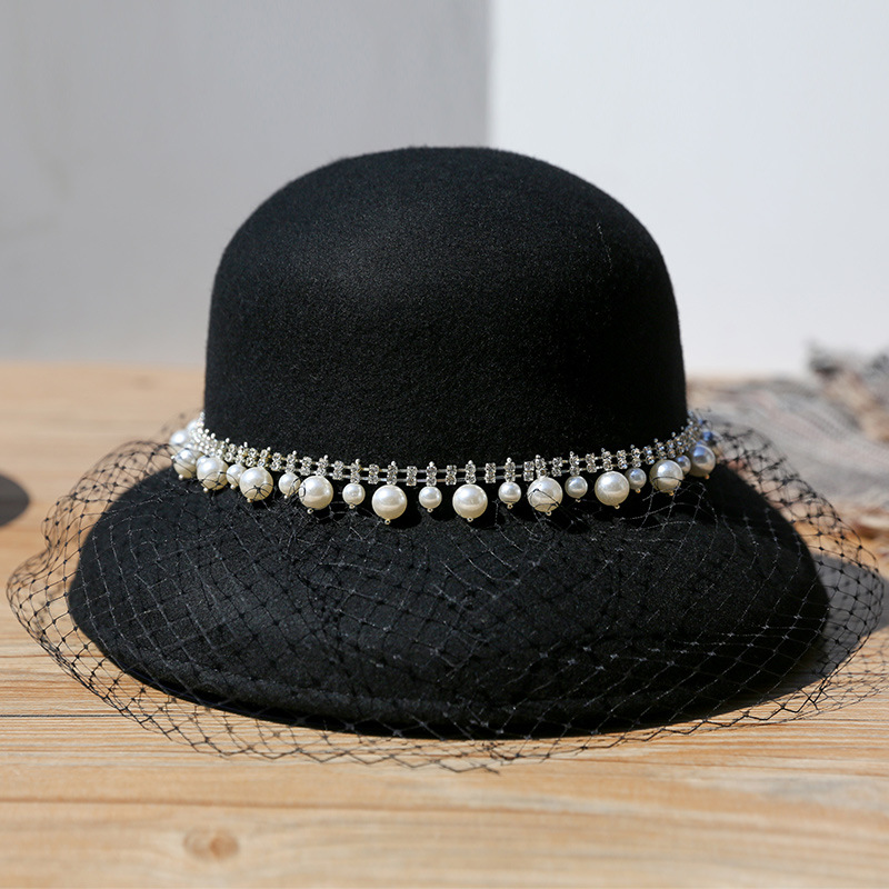 Ling Long Clothing Autumn and Winter British Retro Temperament Banquet Lady Hat