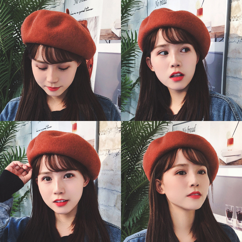 Hat Female Autumn And Winter Internet Famous Beret Korean Style Japanese Style Easy Matching Cute Lady Hat
