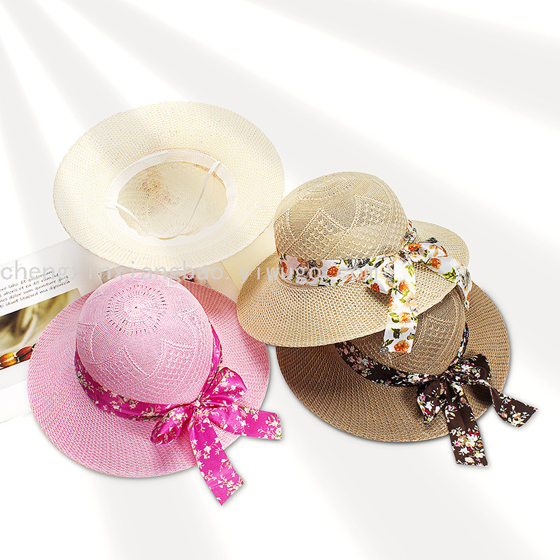 Imitation Raffia Hat Summer Lady Mom Sun Hat Sun Protection Sunshade Big Brim Bucket Hat