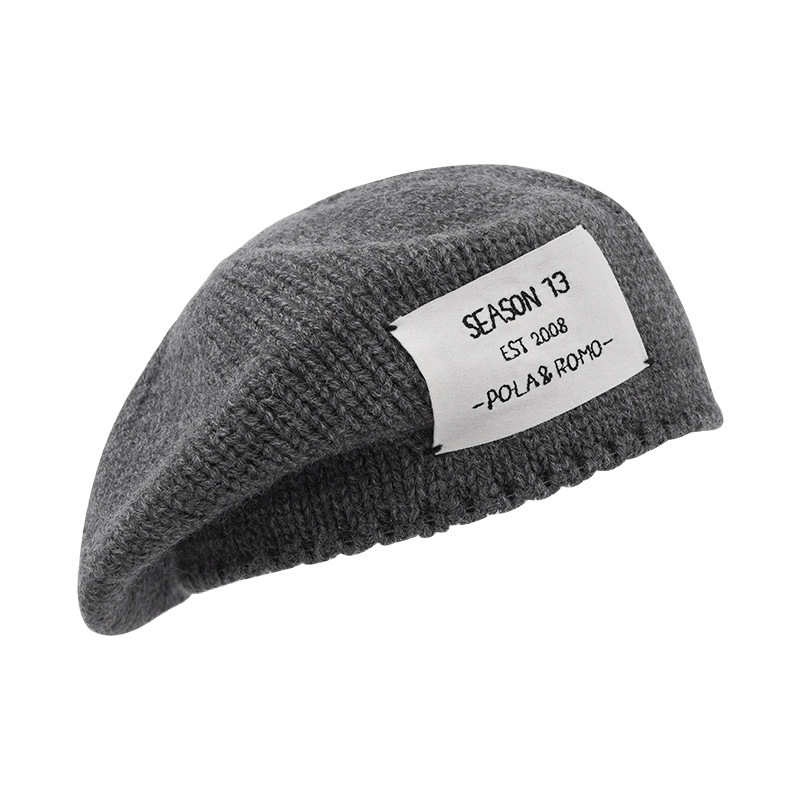 Lady Hat Cap Internet Celebrity Labeling Beret Female Autumn and Winter Wild Warm Painter Cap Trendy Spot