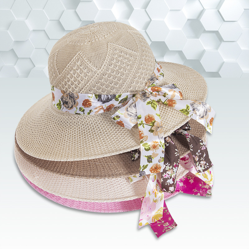 2022 New Imitation Raffia Hat Summer Lady Mom Sun Hat Sun Sun Shade Big Brim Bucket Hat