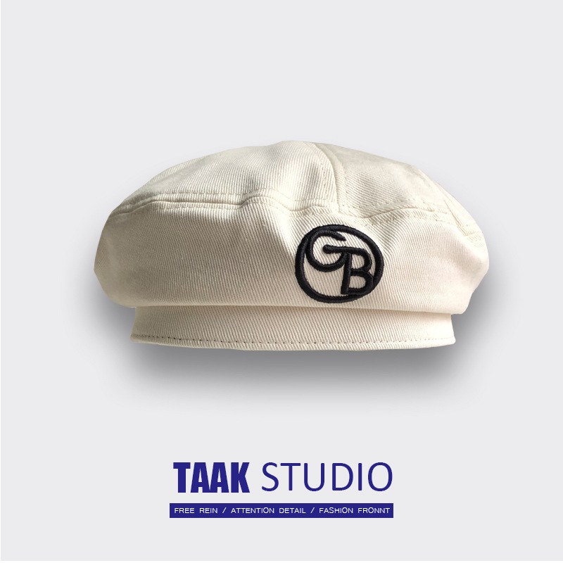 New Letter Embroidery Beret Women&#039;s Summer Leisure Flat Top Painter Cap Lady Hat