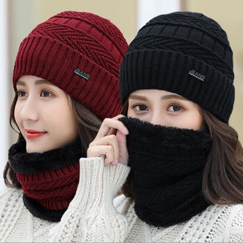 Knitted hat Hat Women&#039;s Fleece-Lined Warm Wool Hat Korean Cycling All-Matching Thickened Knitted Hat Lady Hat