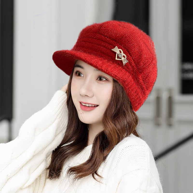 Lady Hat New Fashion Girl&#039;s Cap Rabbit Woolen Middle-Aged Mom Thick Warm Windproof Cycling Ear Protection Winter Hat