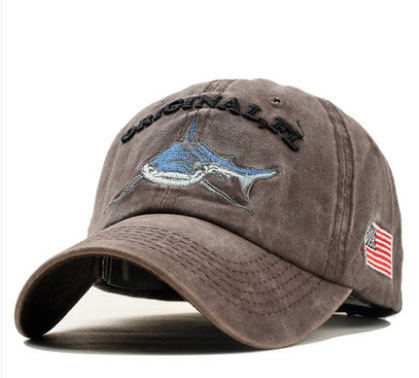 Cross-Border AliExpress EBay Abroad One Piece Dropshipping Popular Cartoon Washed Embroidered Shark National hat