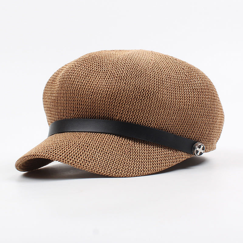 Hollow out Octagonal Cap Women&#039;s Summer Thin Breathable Sun Protection Sun Hat Travel British Retro Easy Matching Peaked Cap Beret