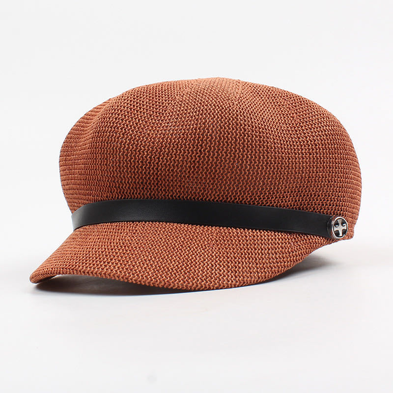 Hollow out Octagonal Cap Women&#039;s Summer Thin Breathable Sun Protection Sun Hat Travel British Retro Easy Matching Peaked Cap Beret