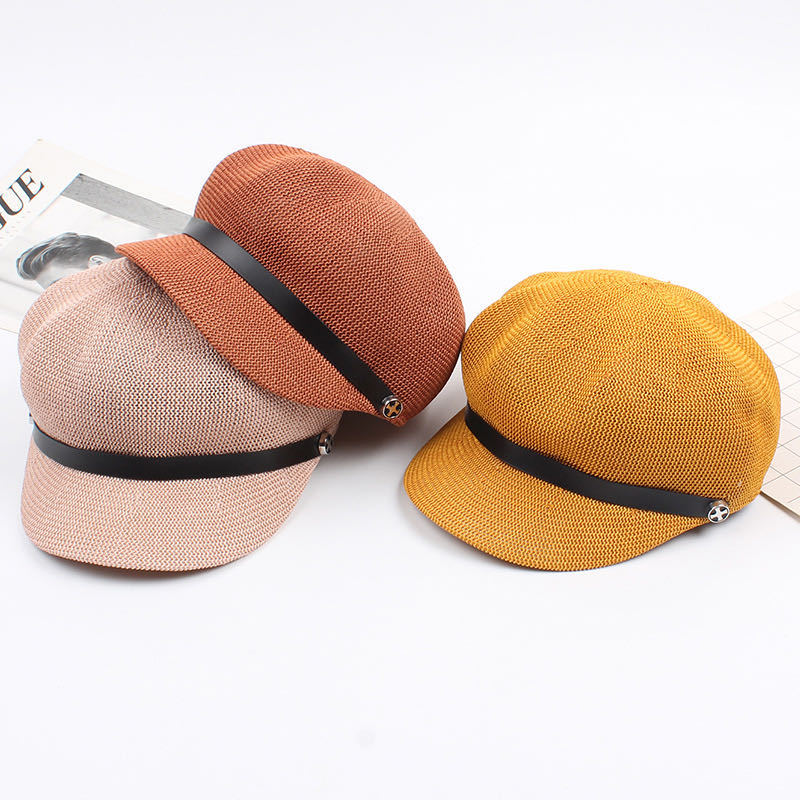 Hollow out Octagonal Cap Women&#039;s Summer Thin Breathable Sun Protection Sun Hat Travel British Retro Easy Matching Peaked Cap Beret