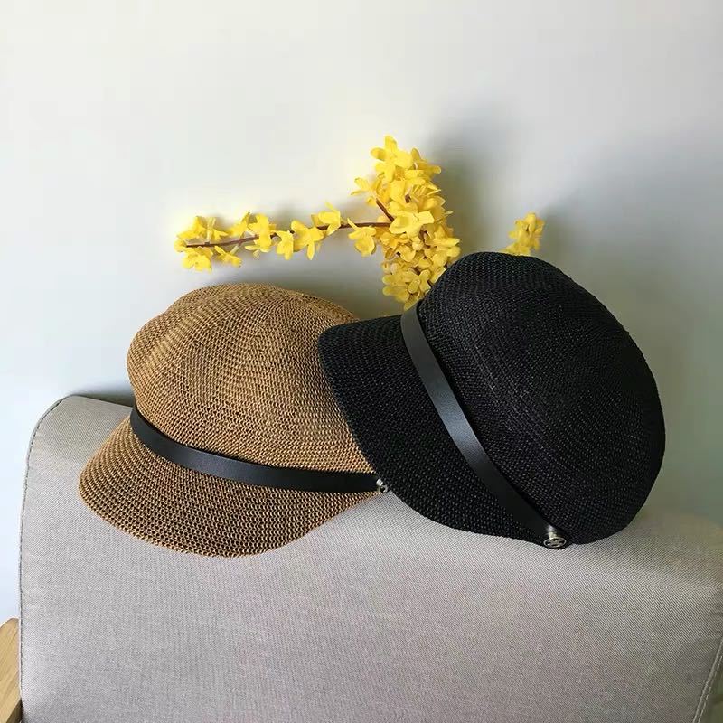 Hollow out Octagonal Cap Women&#039;s Summer Thin Breathable Sun Protection Sun Hat Travel British Retro Easy Matching Peaked Cap Beret