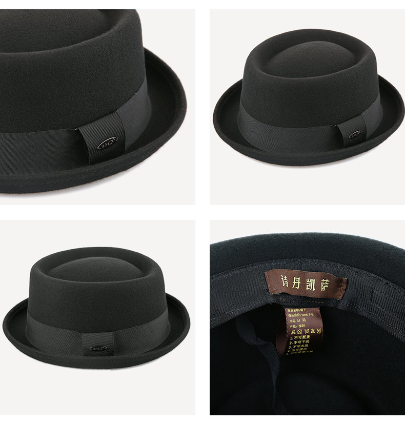 Rongmei Hat Industry Autumn and Winter British Retro Fedora Hat Men&#039;s Top Hat Warm Fashion Woolen Hat Customization