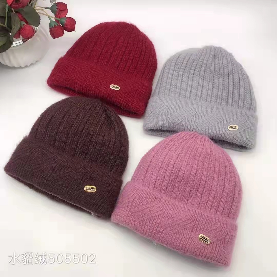 Hat Female Winter Woolen Hat Fleece-Lined Thickened Mother Pullover Keep Warm Cotton-Padded Cap