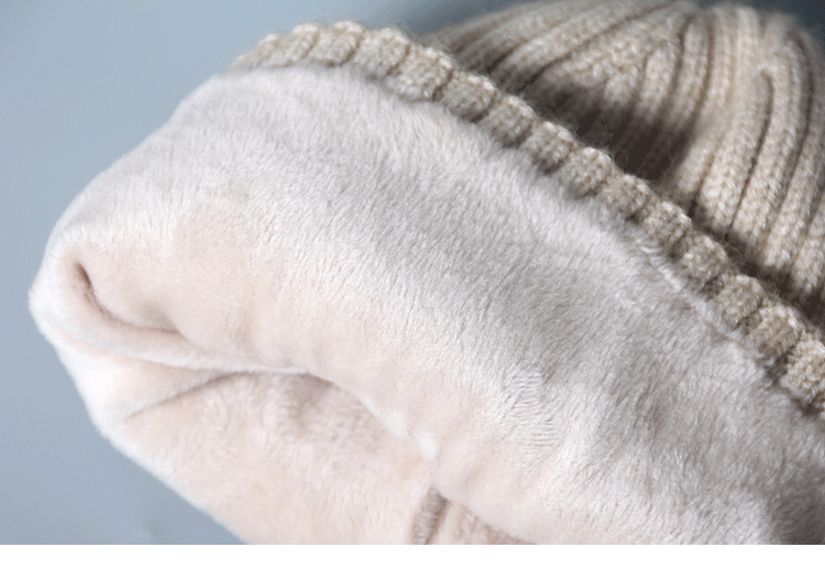 Hat women with fleece thickened woolen hat label knitting hat warm hat men autumn and winter