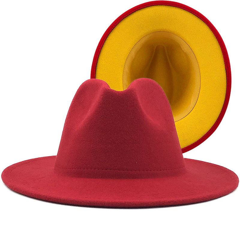 New 42 Color Hot Selling Woolen Hat New Style Outer Camel inside Red Hat Ethnic Style Jazz Hat Cashmere Felt Cap