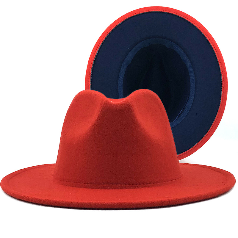New 42 Color Hot Selling Woolen Hat New Style Outer Camel inside Red Hat Ethnic Style Jazz Hat Cashmere Felt Cap