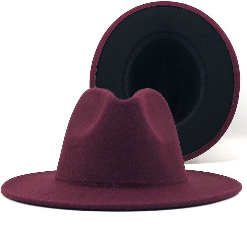 New 42 Color Hot Selling Woolen Hat New Style Outer Camel inside Red Hat Ethnic Style Jazz Hat Cashmere Felt Cap
