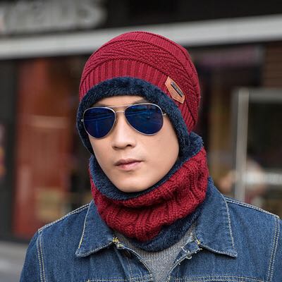 Hat and Scarf Winter Men&#039;s and Women&#039;s Hats Korean Style Fashion Woolen Hat Thickened Knitted Hat Autumn and Winter Sleeve Cap
