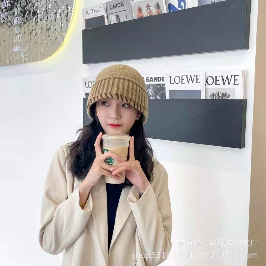 2021 Beanie Hat Bucket Hat Women &#039;S Woolen Cap Warm Hat New Imitation Rabbit Fur Knitted Knitted hat