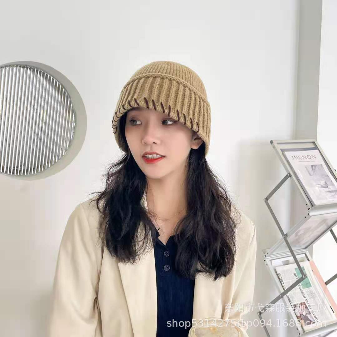 2021 Beanie Hat Bucket Hat Women &#039;S Woolen Cap Warm Hat New Imitation Rabbit Fur Knitted Knitted hat