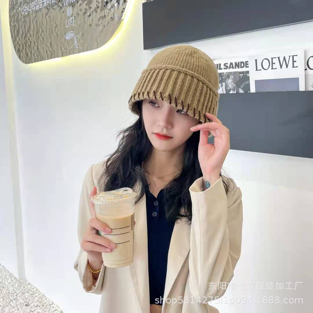 2021 Beanie Hat Bucket Hat Women &#039;S Woolen Cap Warm Hat New Imitation Rabbit Fur Knitted Knitted hat