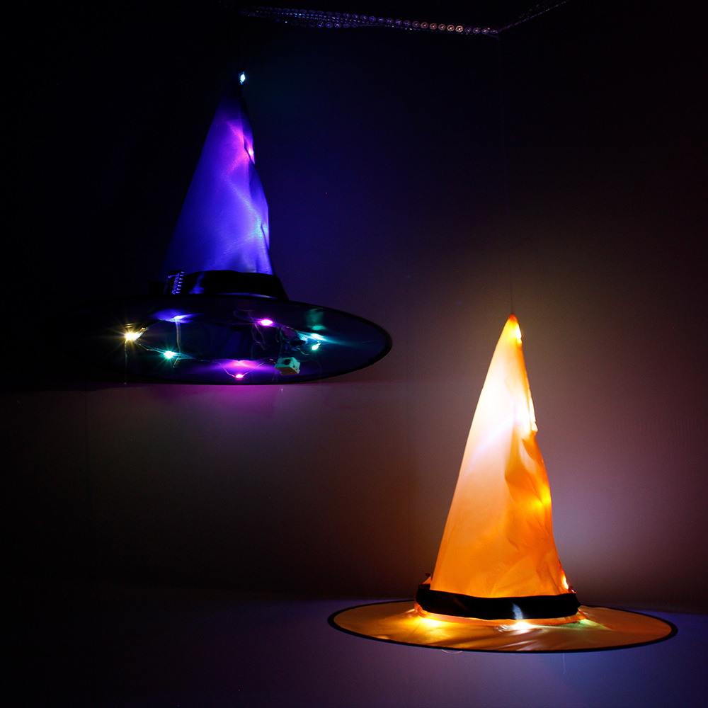  Glowing Witch Hat Ghost Festival with Lights Party Decoration Props Led Witch Hat Magician Wizard&#039;s Hat Glowing hat