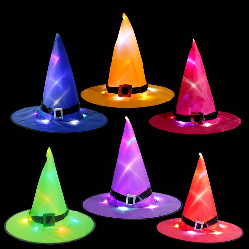  Glowing Witch Hat Ghost Festival with Lights Party Decoration Props Led Witch Hat Magician Wizard&#039;s Hat Glowing hat