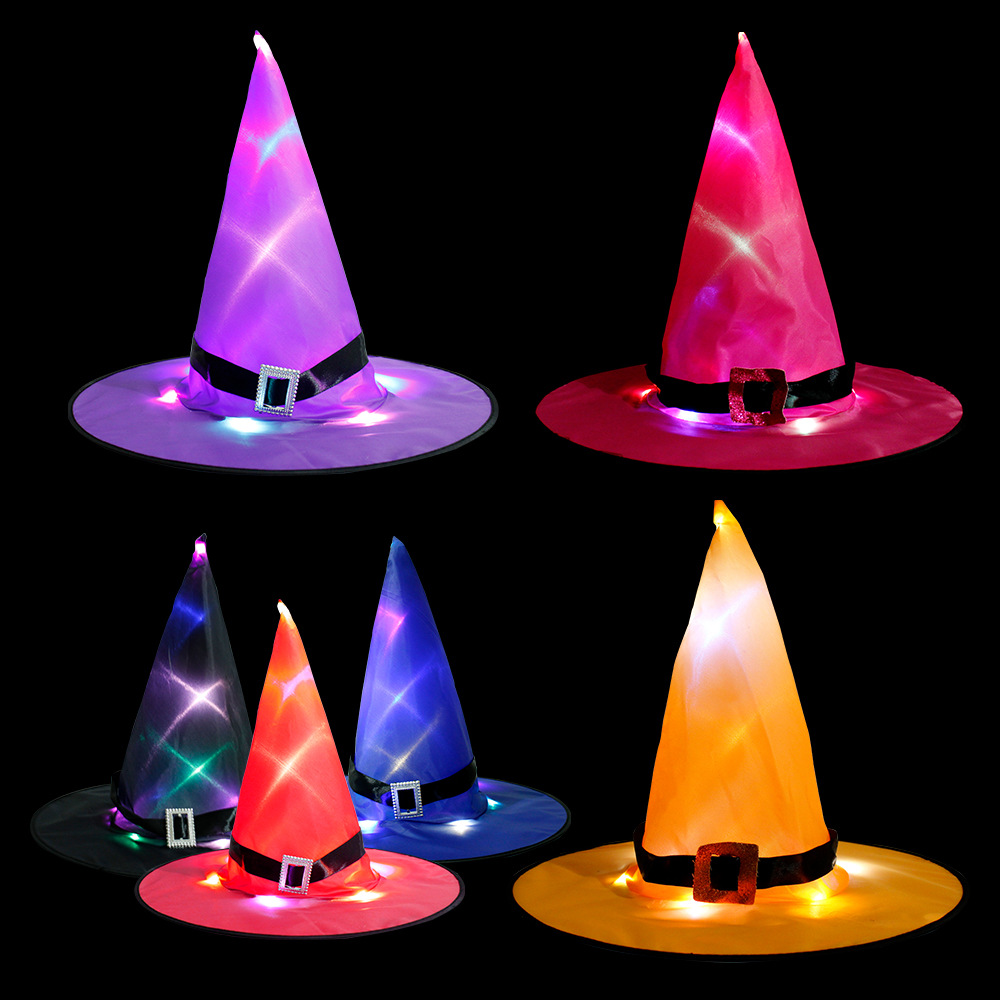  Glowing Witch Hat Ghost Festival with Lights Party Decoration Props Led Witch Hat Magician Wizard&#039;s Hat Glowing hat