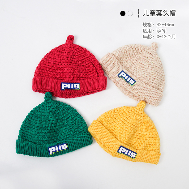 Knitted Woolen Cap Baby Boys and Girls Autumn and Winter Keep Baby Warm Pullover Melon Skin Hat Children&#039;s cap