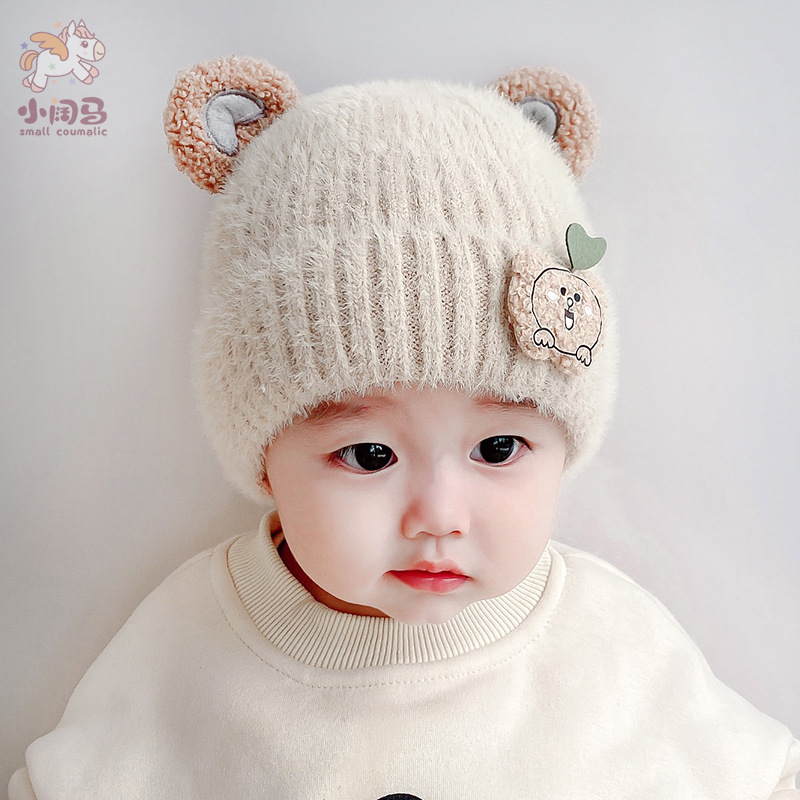 Children&#039;s cap  and Winter Pure Cotton Children Hat Baby Girl Cute Boy Korean Princess Girl Winter Woolen Hat