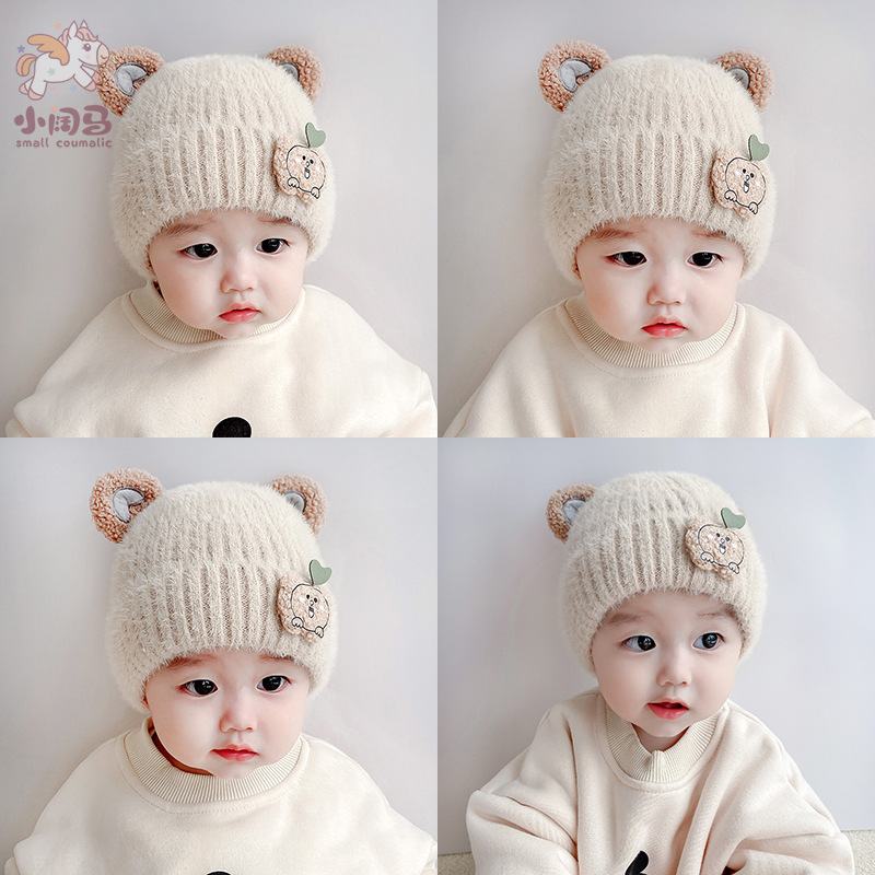 Children&#039;s cap  and Winter Pure Cotton Children Hat Baby Girl Cute Boy Korean Princess Girl Winter Woolen Hat