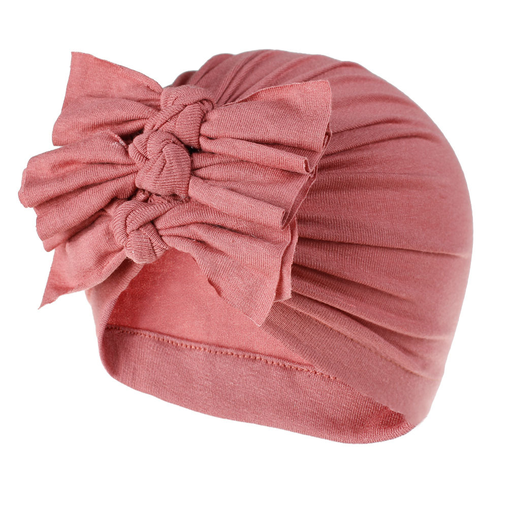Children&#039;s Hat Sleeve Cap Spring and Summer New Soft Knitted Fabric Pleated Bow Indian Hat Baby Hat Wholesale