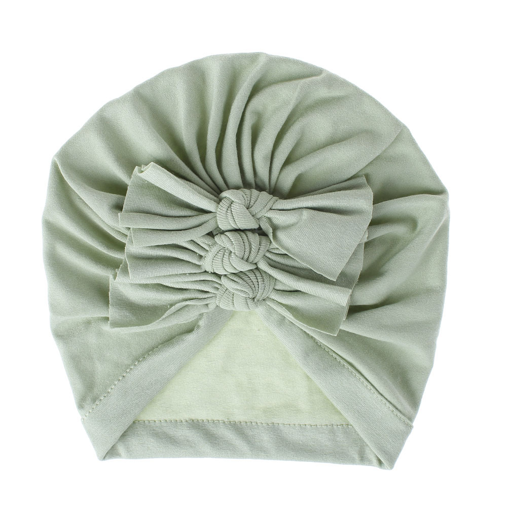 Children&#039;s Hat Sleeve Cap Spring and Summer New Soft Knitted Fabric Pleated Bow Indian Hat Baby Hat Wholesale