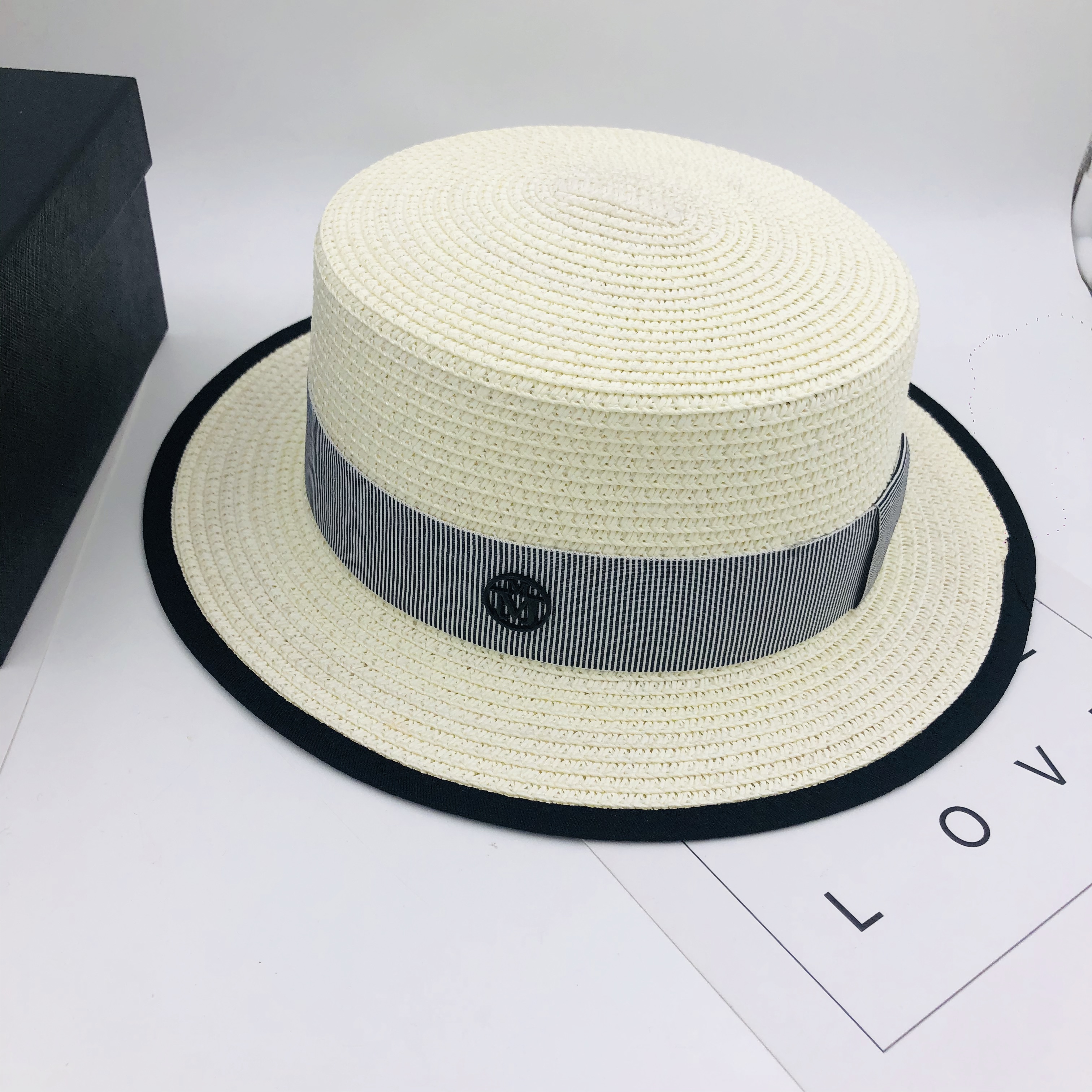 New British Men&#039;s and Women&#039;s Straw Hat M Standard Billycock Sun Hat Summer Outing Sun Protection Flat Top Straw Woven Sun Hat