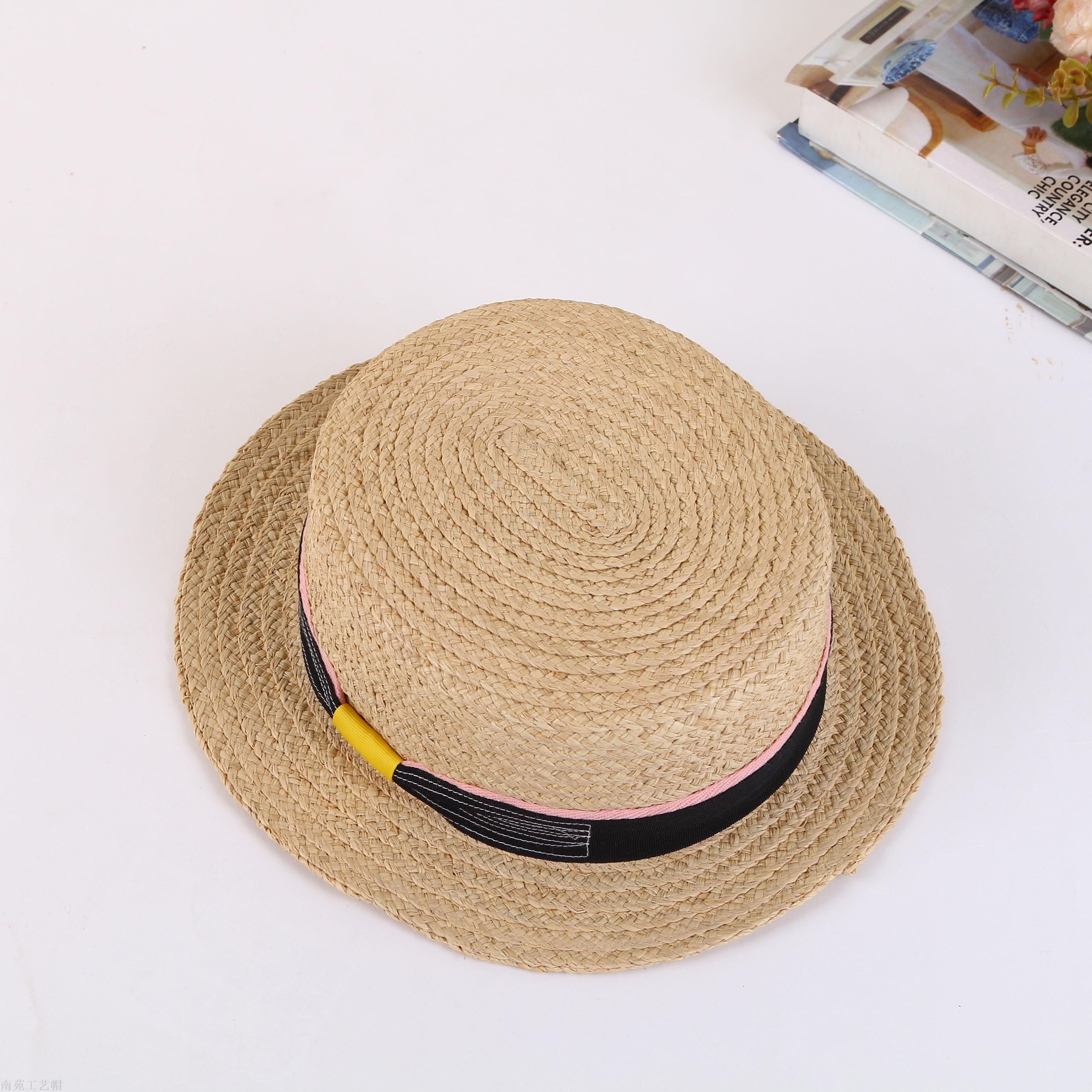 Spring/summer 2018 new straw hat naval wind sun protection double color splice wide hat.