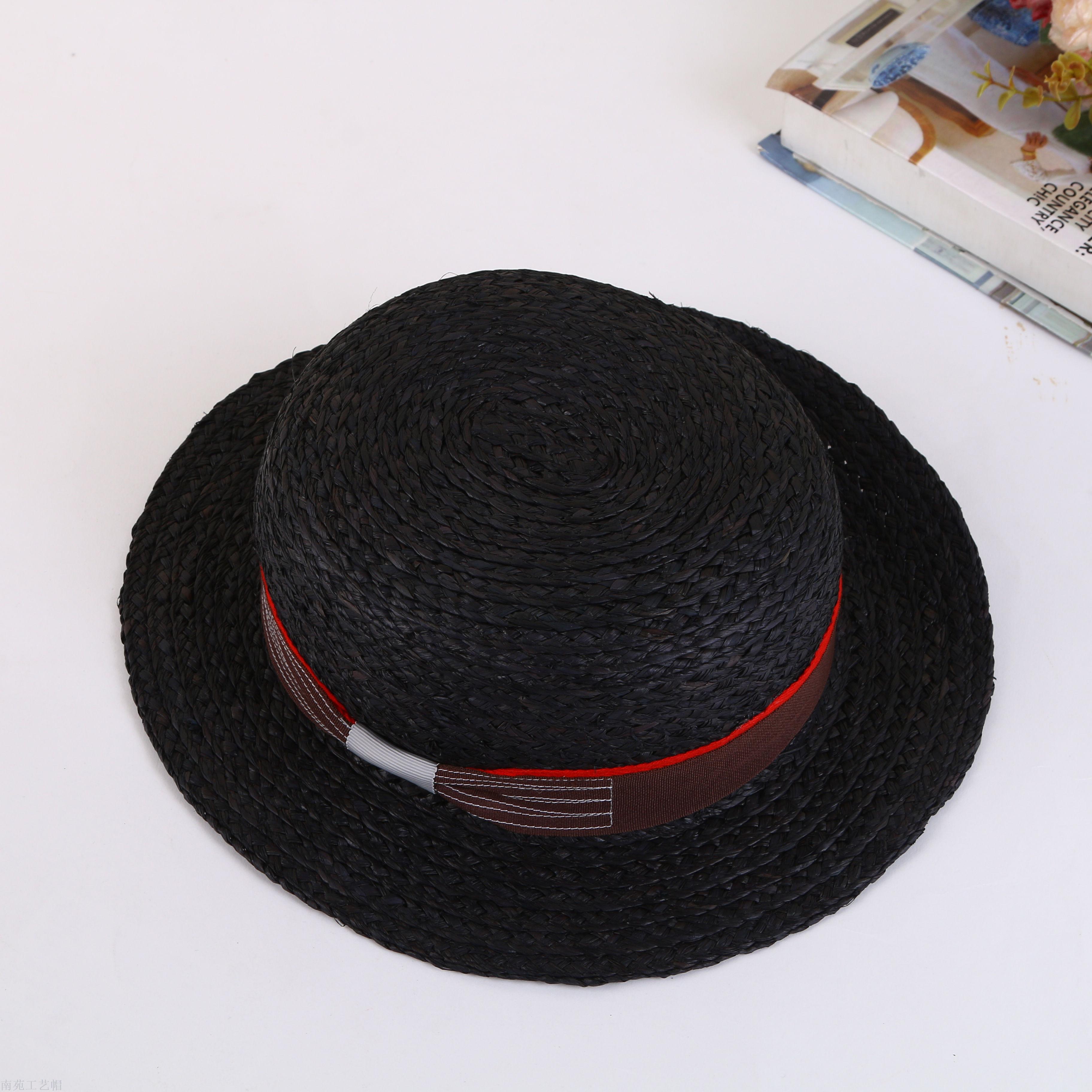 Spring/summer 2018 new straw hat naval wind sun protection double color splice wide hat.