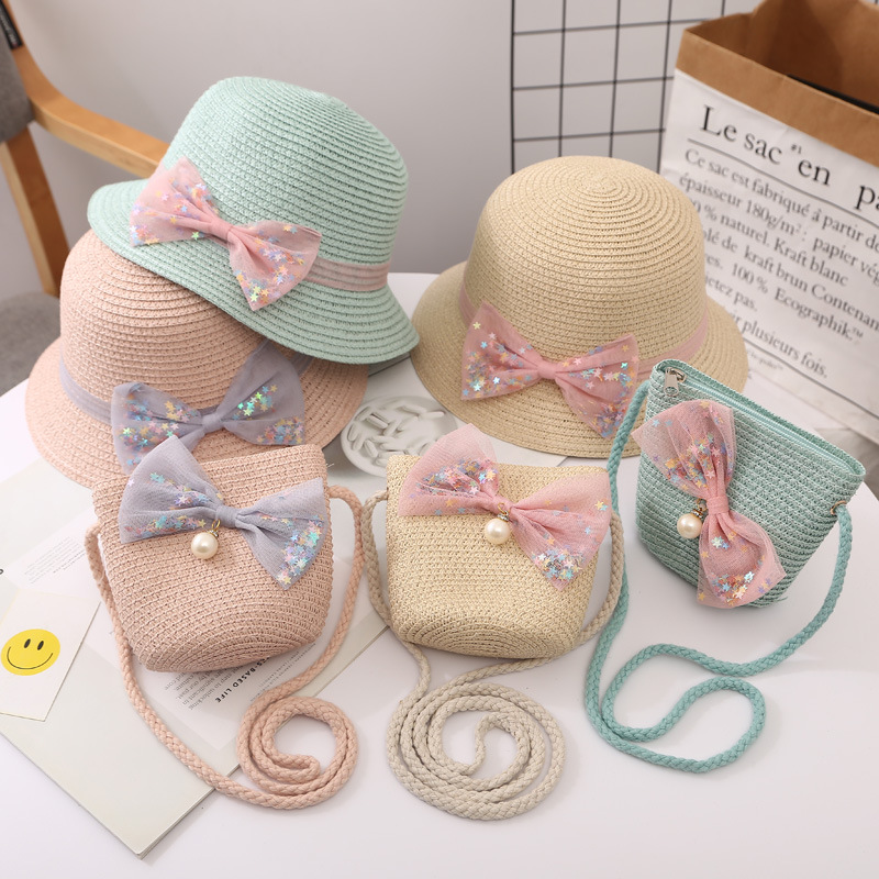 Children&#039;s Sunshade Hat Summer Cooling Cap Little Girls&#039; Straw Hat Kid Princess Beach Sun Hat Baby Sun-Proof Bucket Hat