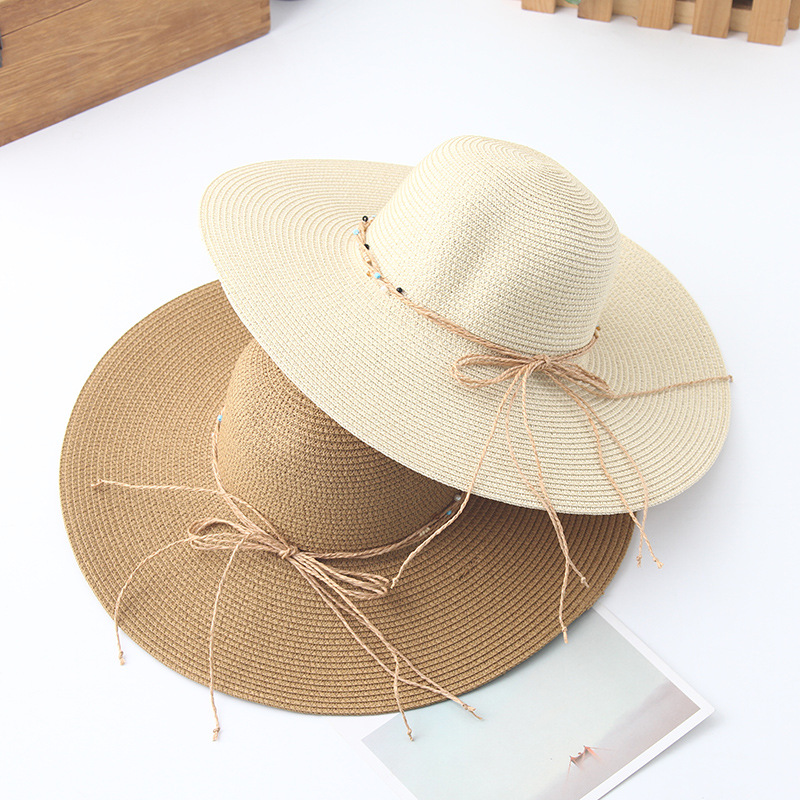 2019 New Straw Hat Women&#039;s Summer Outing Sun Hat Seaside Big Brim Beach Hat Sun Protection Sun Hat Wide Brim Customization